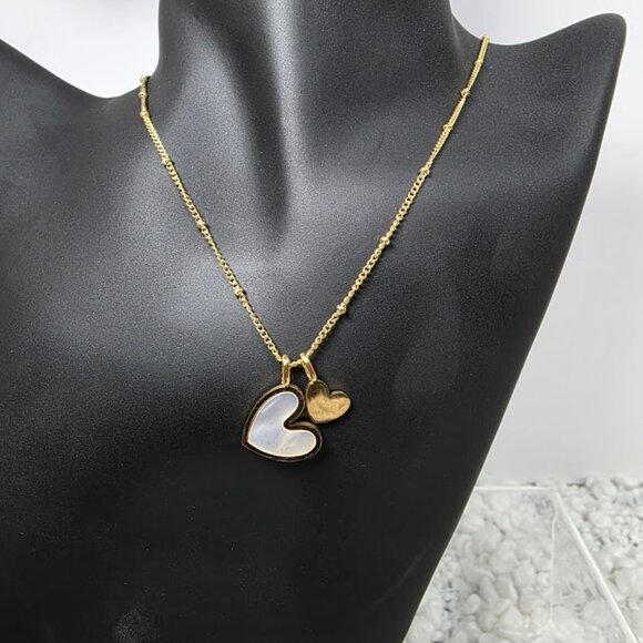 Mother-of-Pearl Heart Charm Water Resistant Necklace - Picture 1 of 4